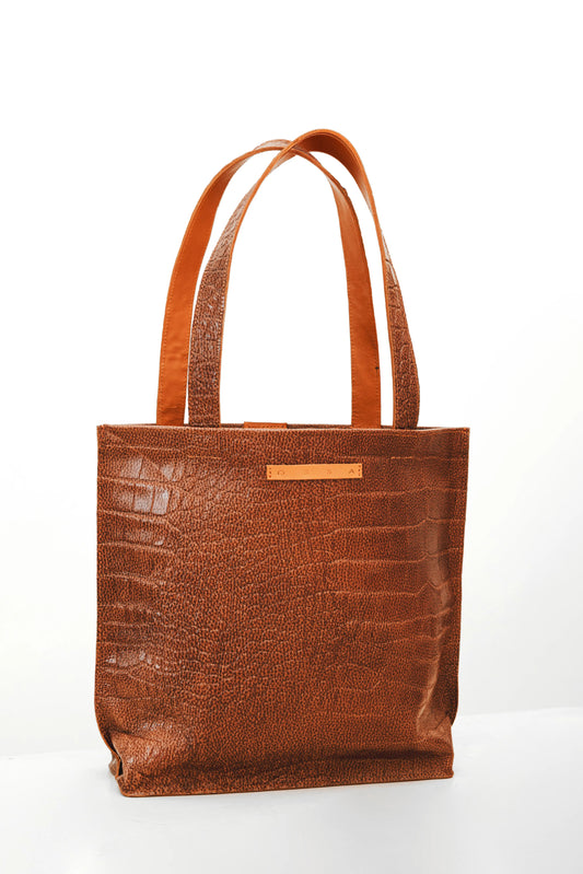 Tote Medium Leather Crocodile Camel