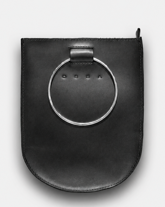 Ring Purse Leather Black Vertical
