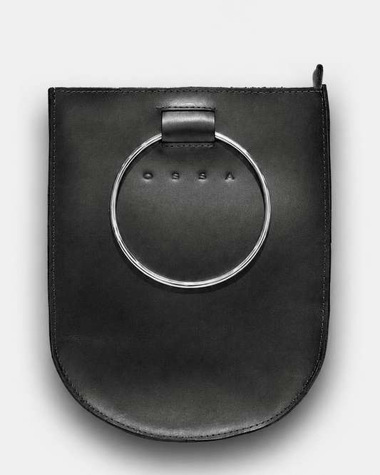 Ring Purse Leather Black Vertical - Ossa Bags
