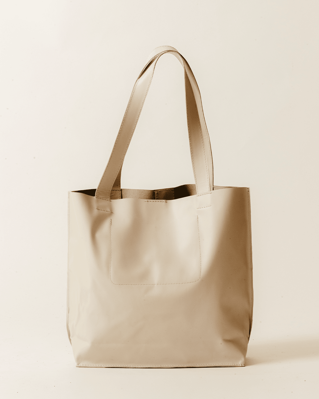 Tote Medium Leather White - Ossa Bags