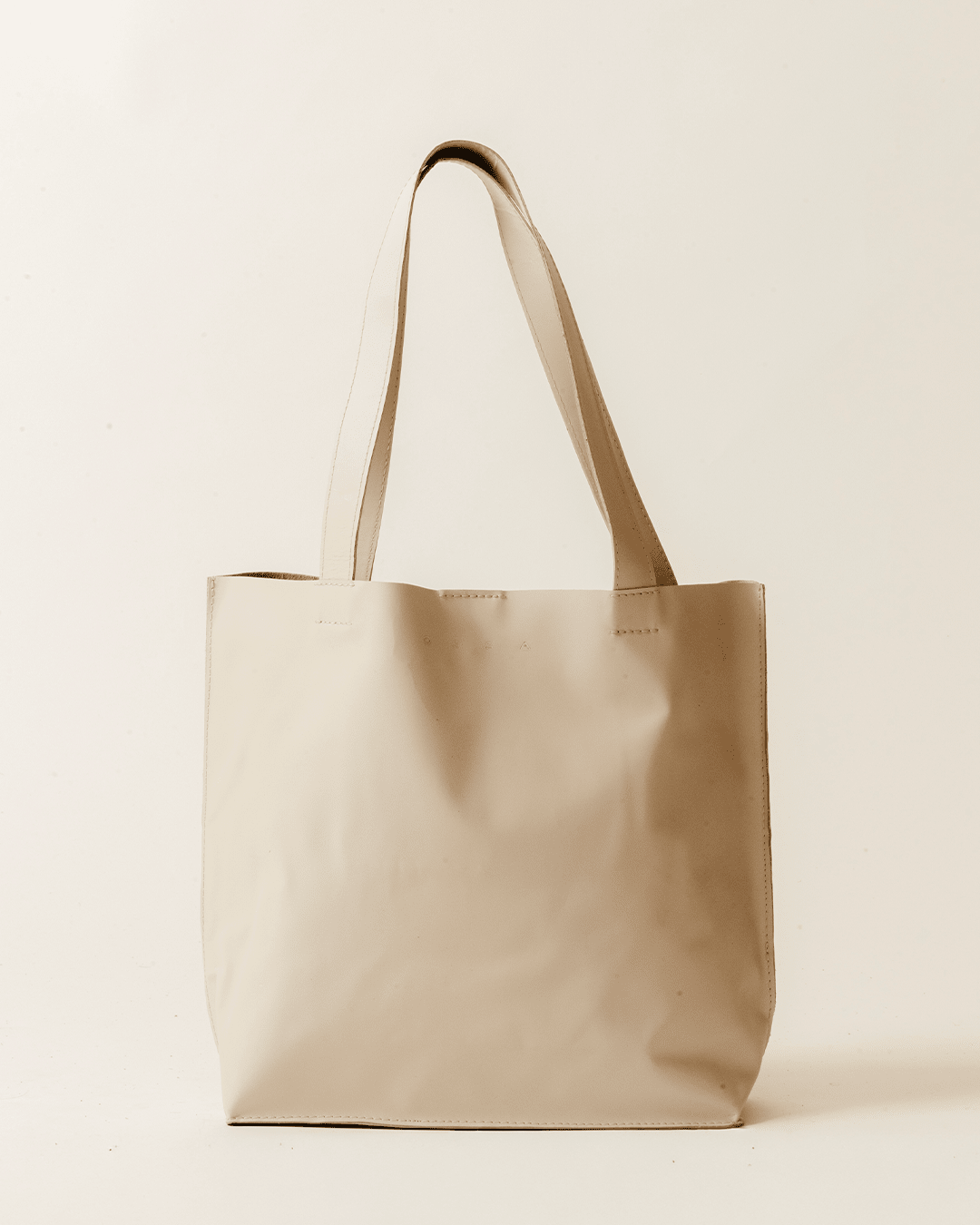 Tote Medium Leather White - Ossa Bags